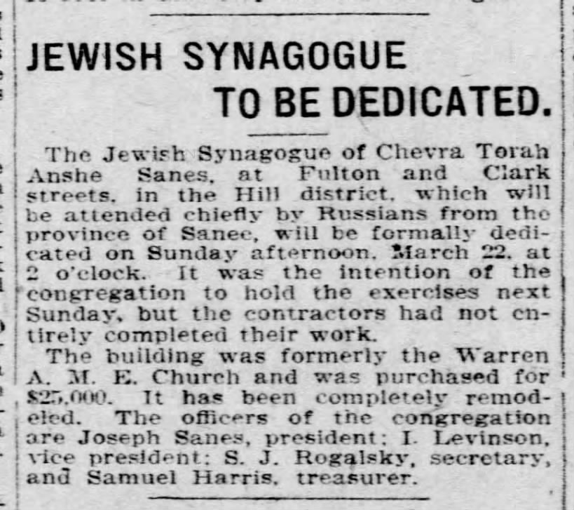 “Jewish Synagogue to be Dedicated"