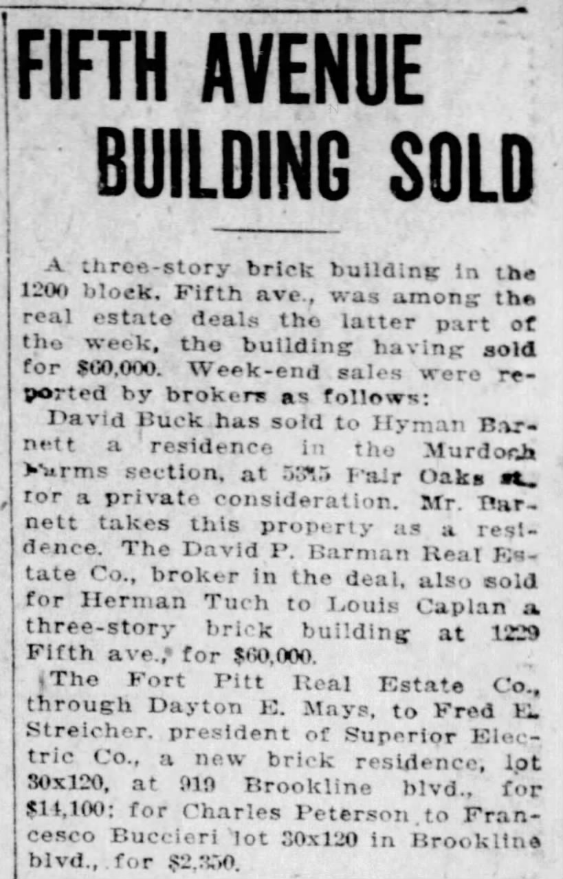 "Fifth Avenue Building Sold"