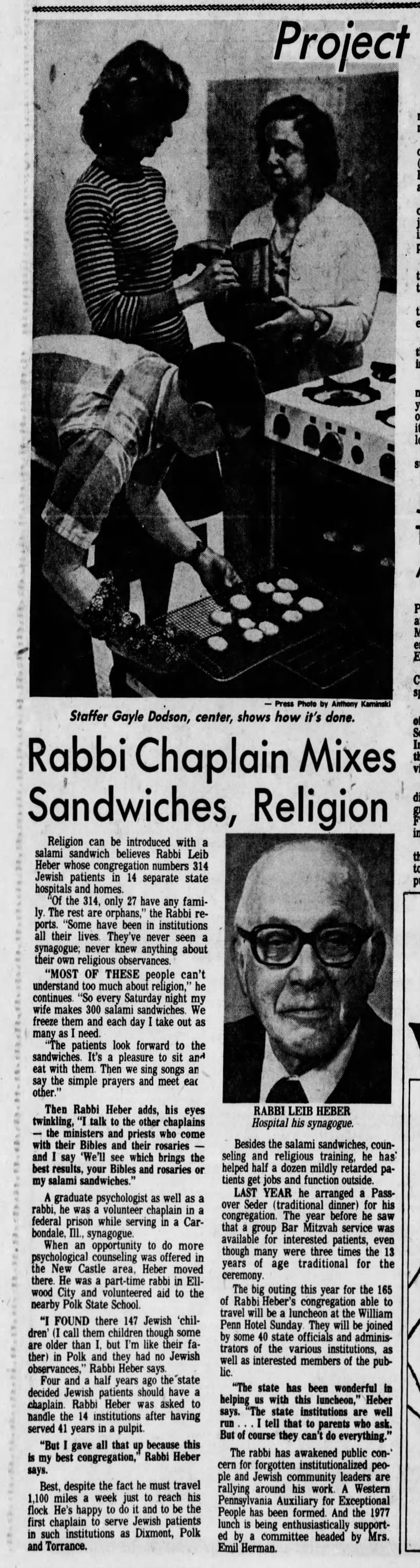 "Rabbi Chaplain Mixes Sandwiches, Religion"