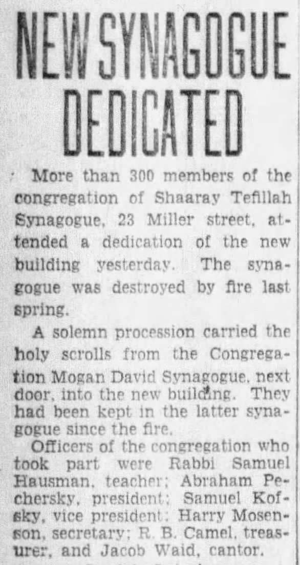 "New Synagogue Dedicated"