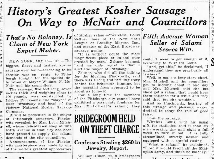 "History's Greatest Kosher Sausage..."