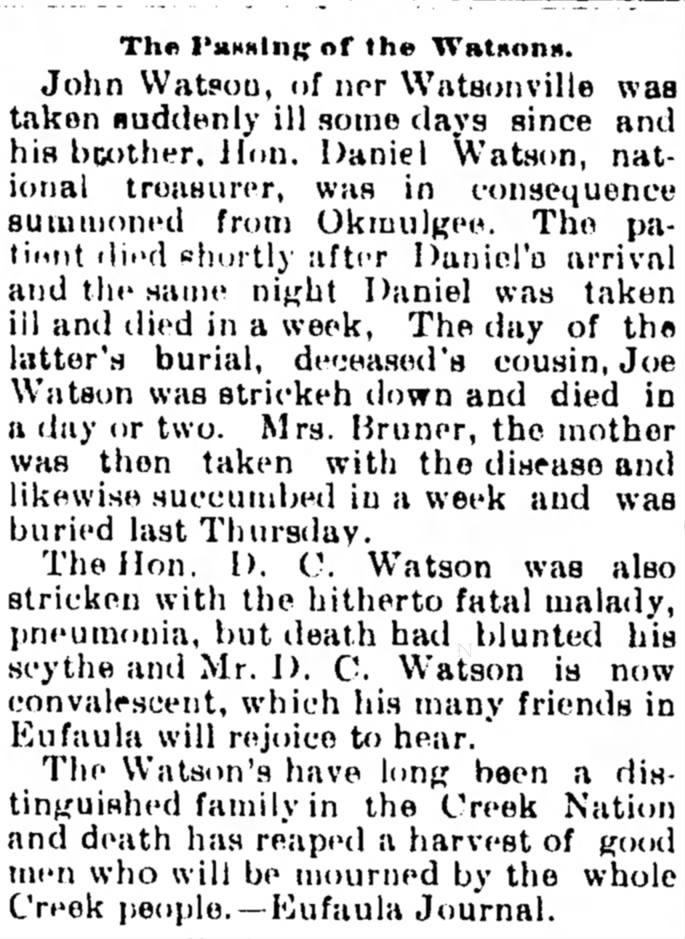 Daniel Watson's death, along with other family members