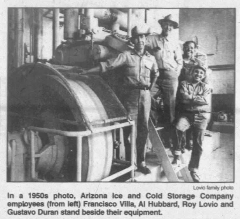 1950s photo inside the Arizona Ice and Cold Storage building
