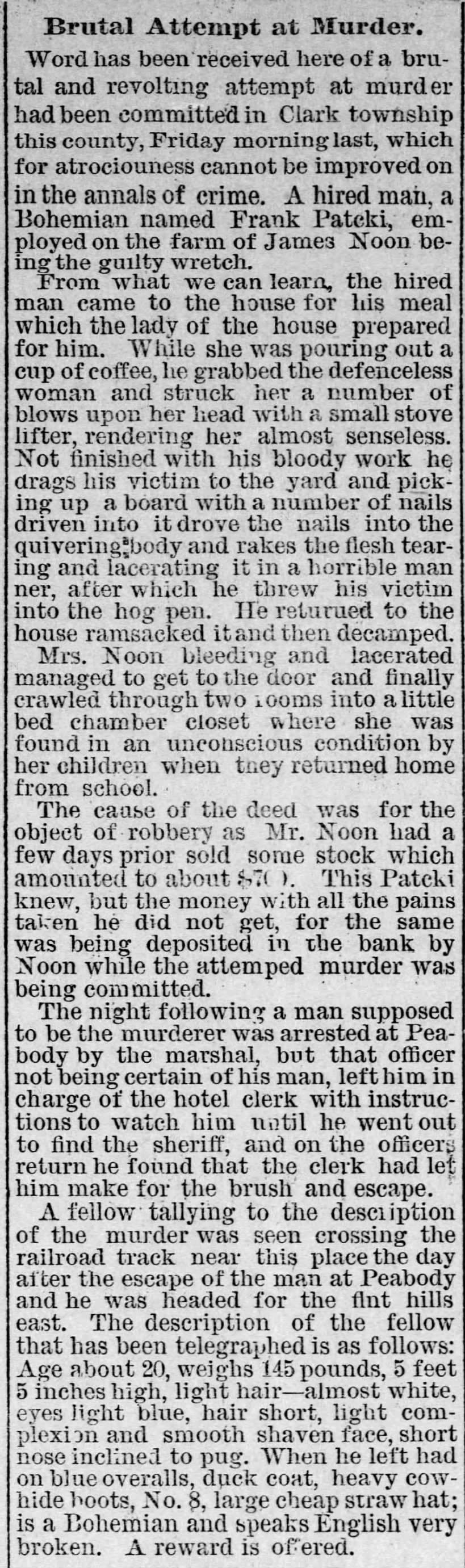 Burns attempted murder 1890