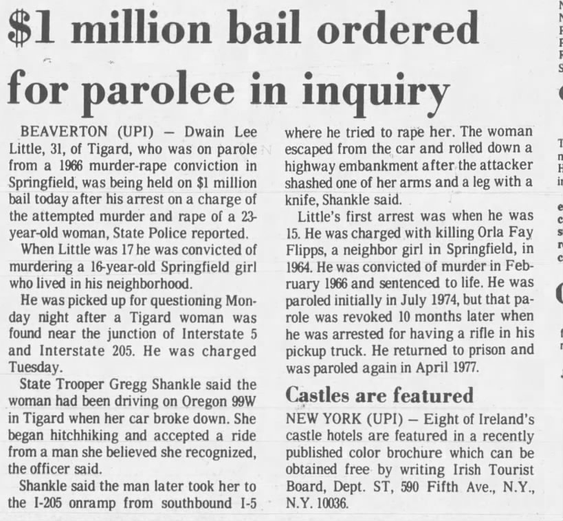 Dwaine Lee Little- 1980 Rape & Attempted murder of 23 year old stranded motorist