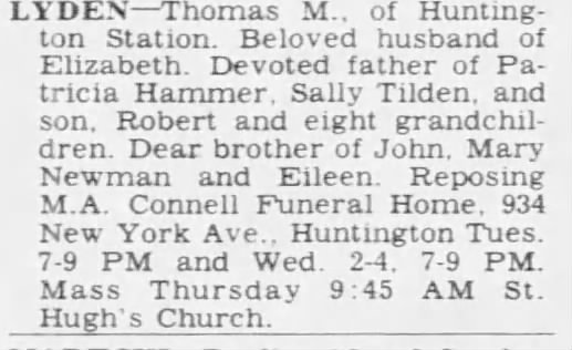 Obituary for Thomas M LYDEN