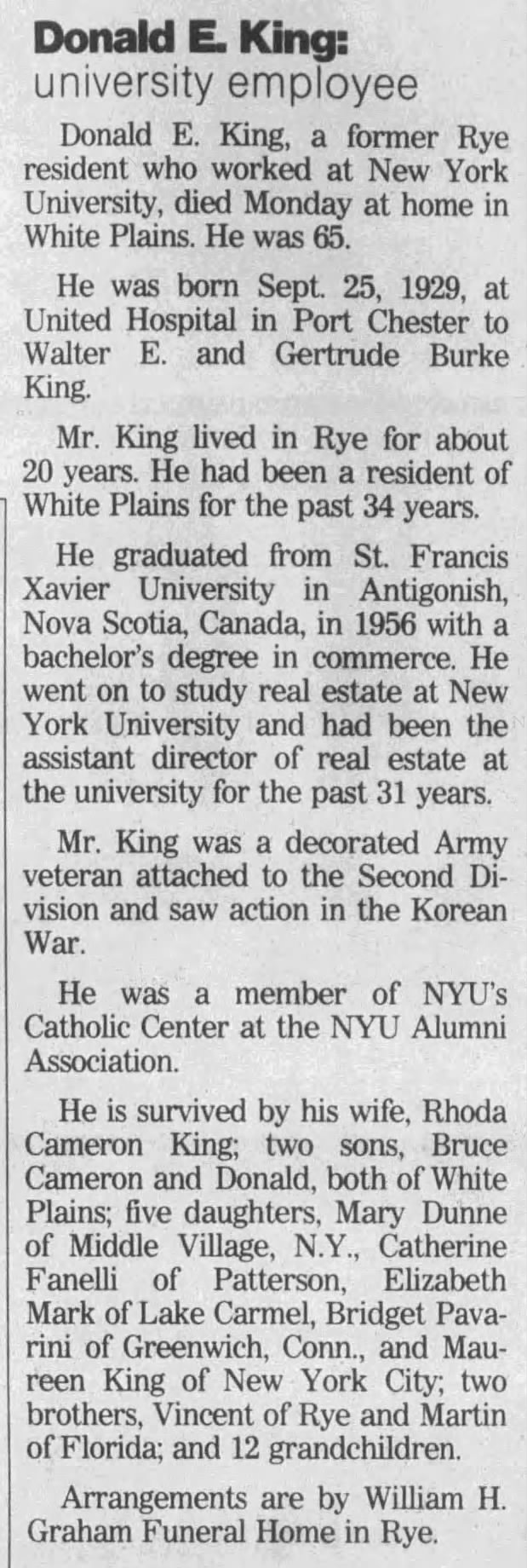 Obituary for Donald E. King (Aged 65)