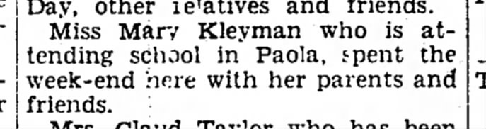Mary Kleyman - 1937