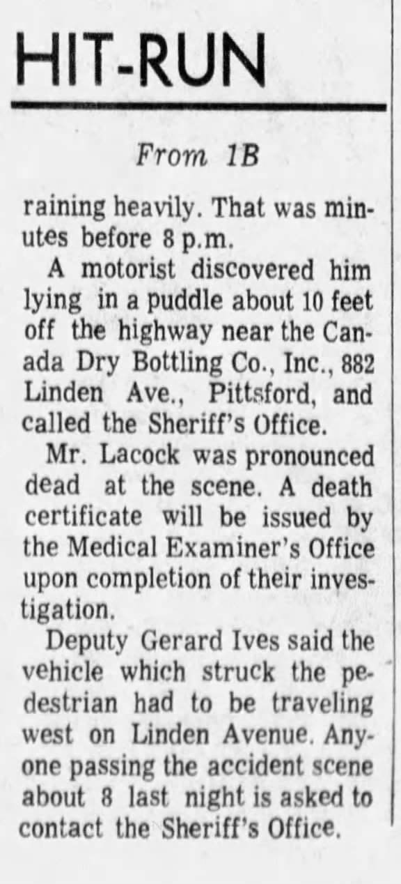 Homer L. Lacock - Accident Article