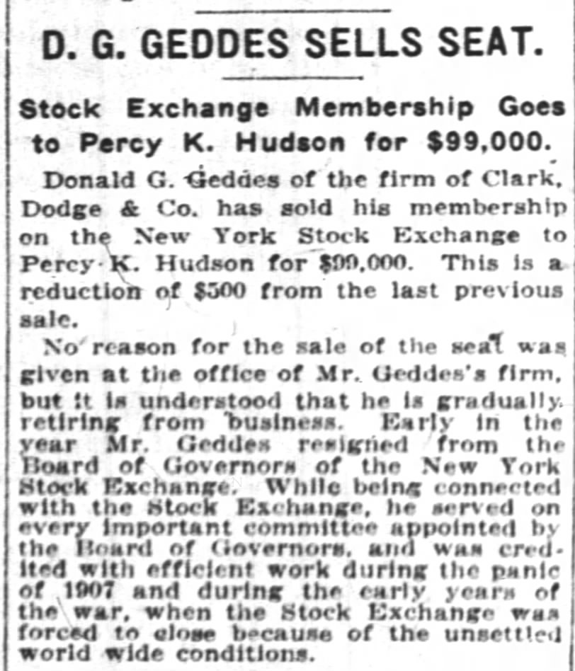 donald G. Geddes sells NYTe membership