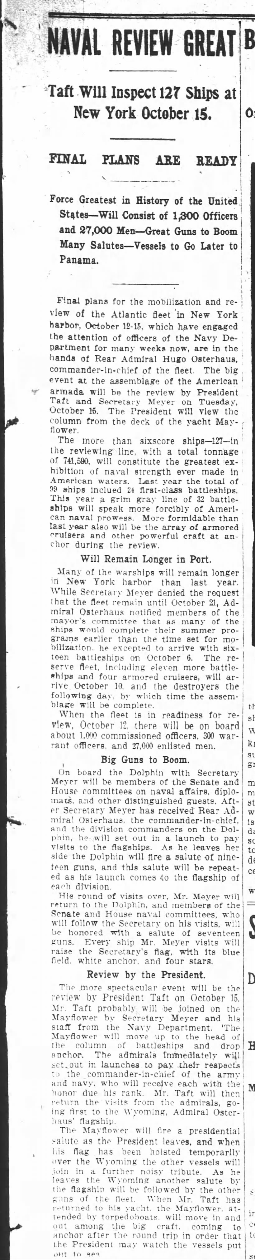 Taft's Naval Review in 1912, 127 ships