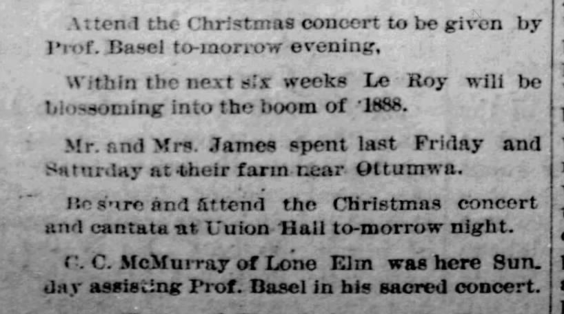 1887 Leroy, kansas concerts