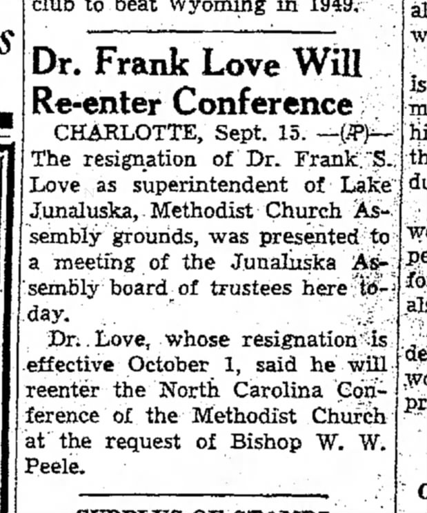 Resignation of Dr. Frank Love