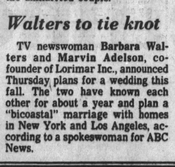 Wedding Plans Merv Adelson and Barbara Walters, 1985