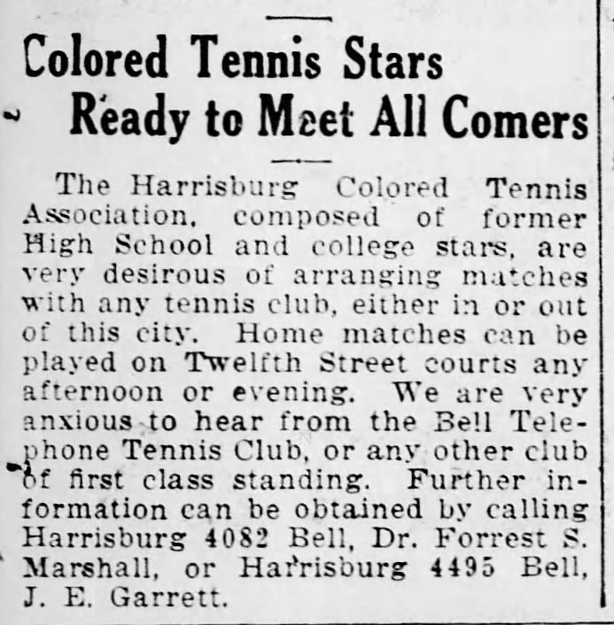 Harrisburg colored Tennis association