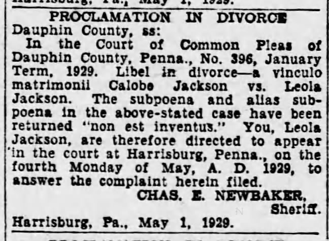Calobe Divorce
1929