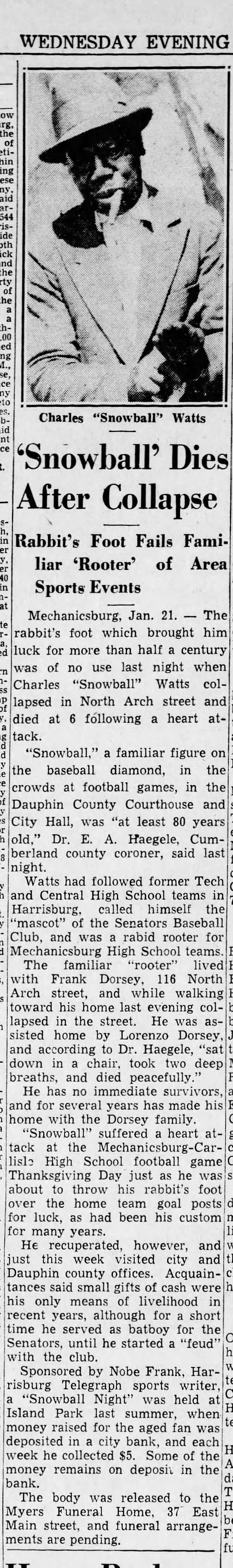 charles Watts snowball obituary