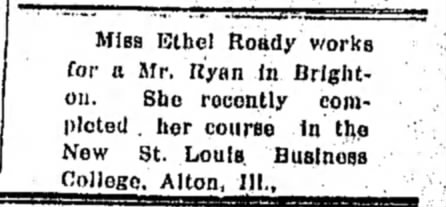 Ethel Roady, work after Business College