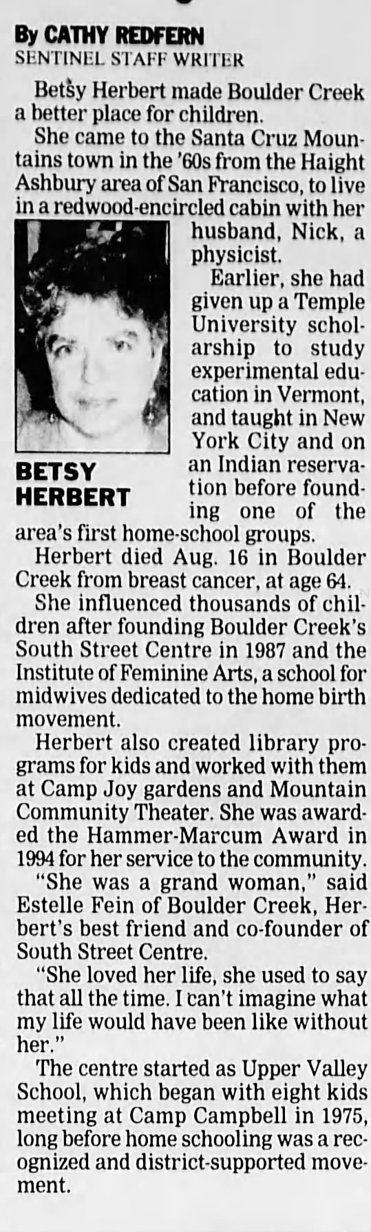 Obituary for BETSY HERBERT (Aged 64)
