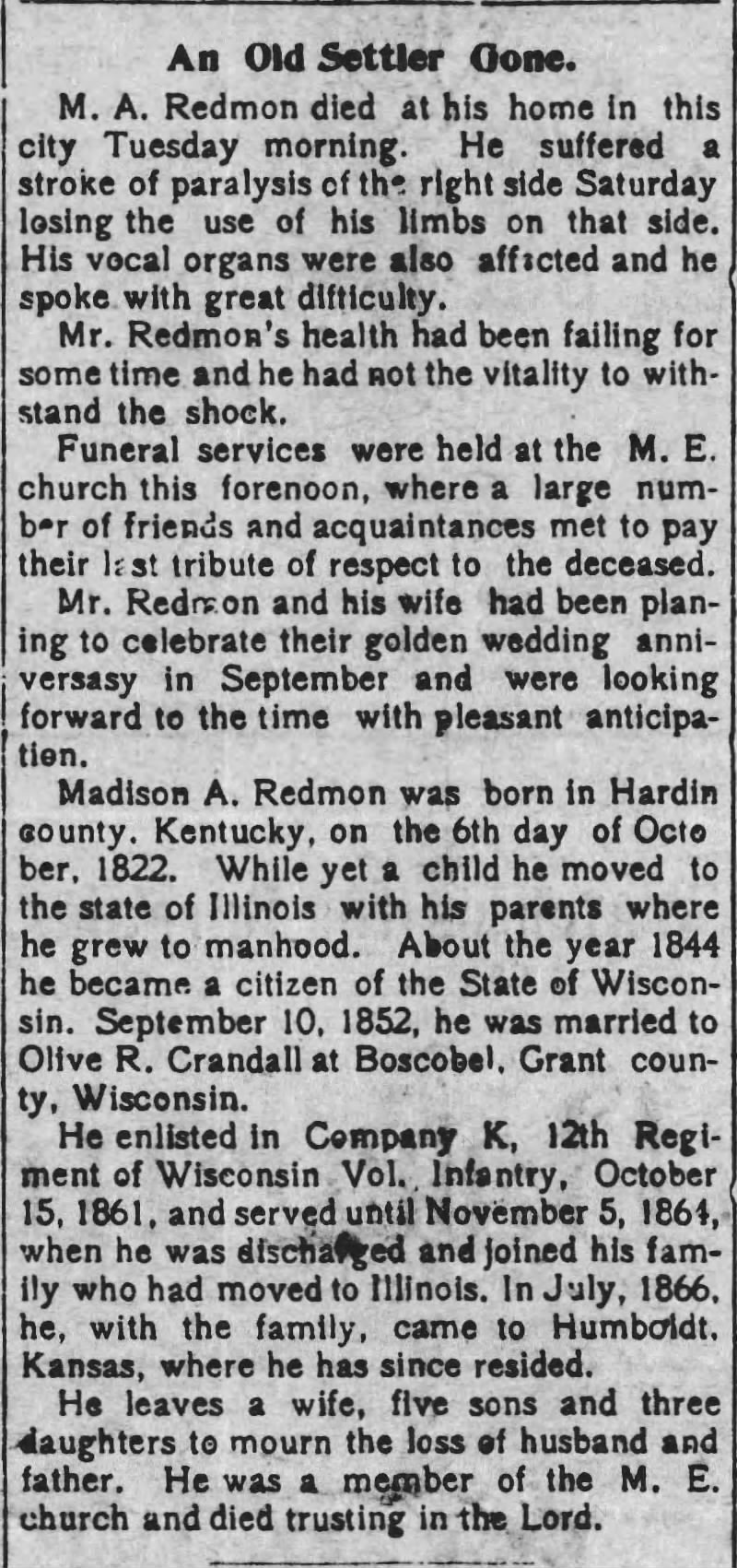 Madison A. Redmon Obituary