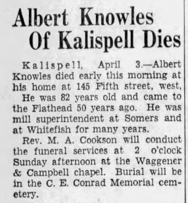 Albert Knowles of Kalispell dies