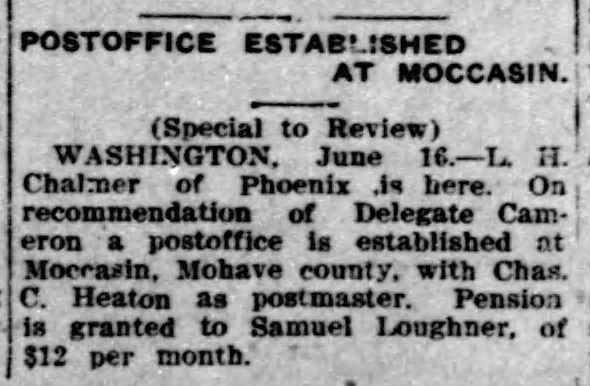 Charles C Heaton Postmaster in Moccasin