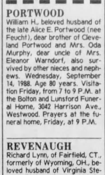 William H. Portwood-obit- The Cincinnati Enquirer (Cincinnati, Ohio) 16 Sep 1988, Fri-Page 35