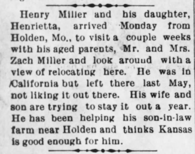 Henry Leander Miller, House Hunting 14 Jul 1910