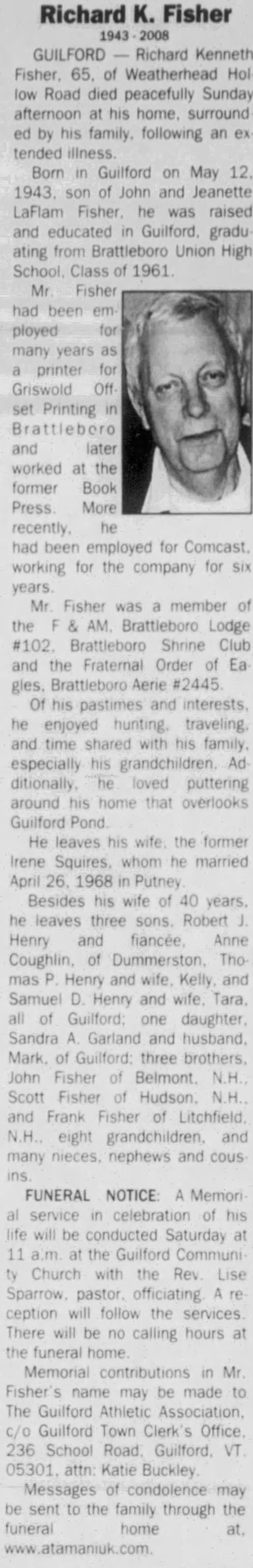 Obituary for Richard Kenneth Fisher