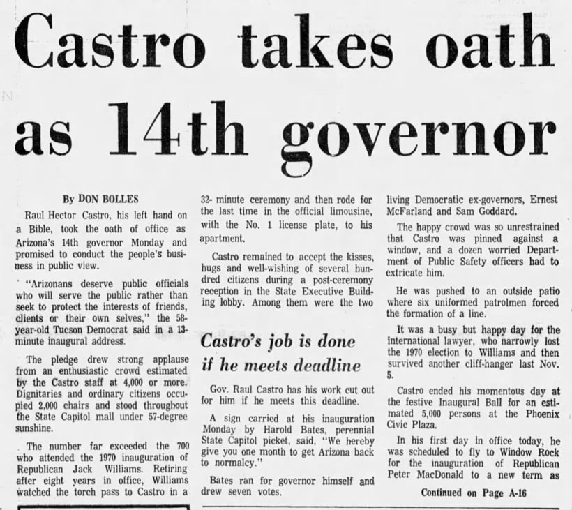Castro inaugurated January 6