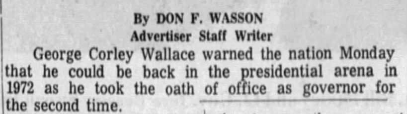 Wallace sworn in January 18
