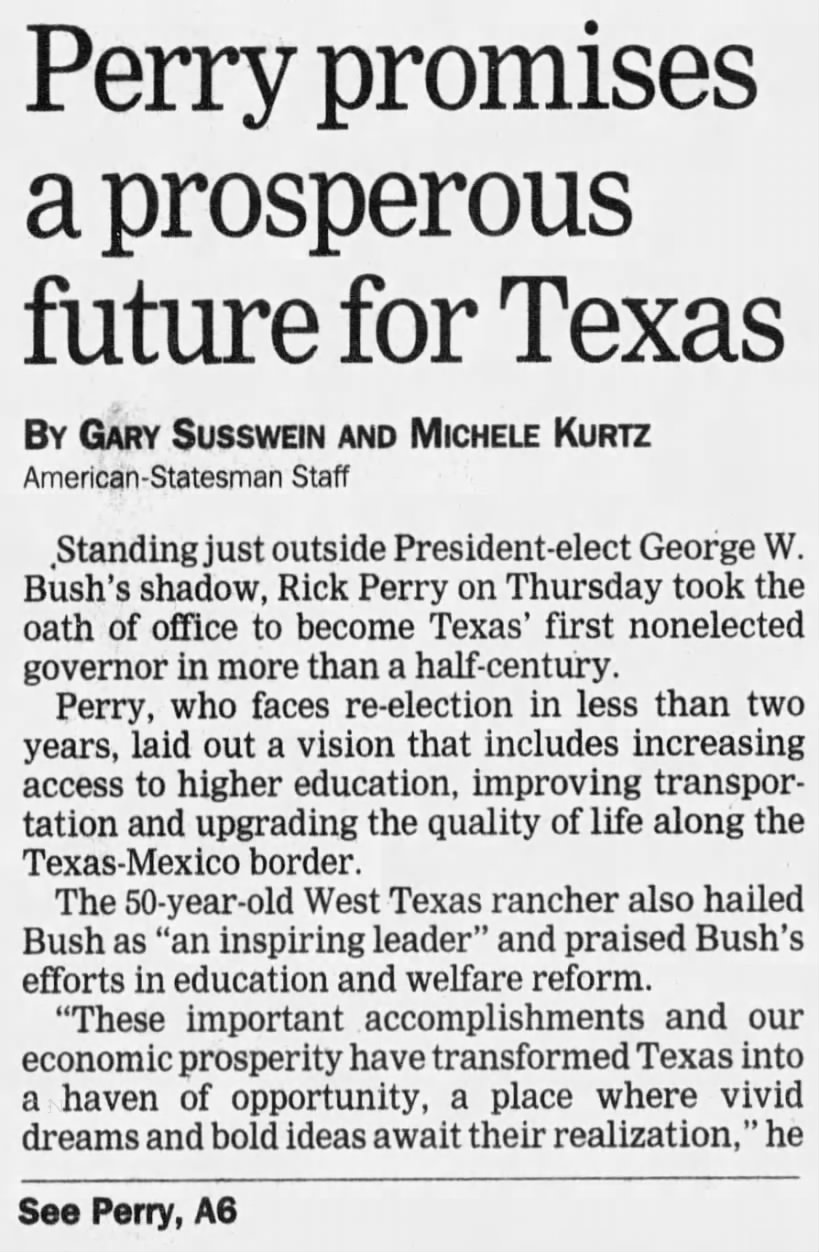 Perry succeeds Bush December 21