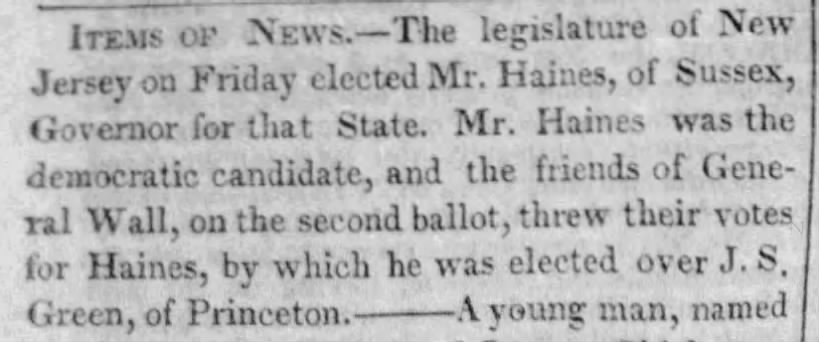 Haines elected October 27