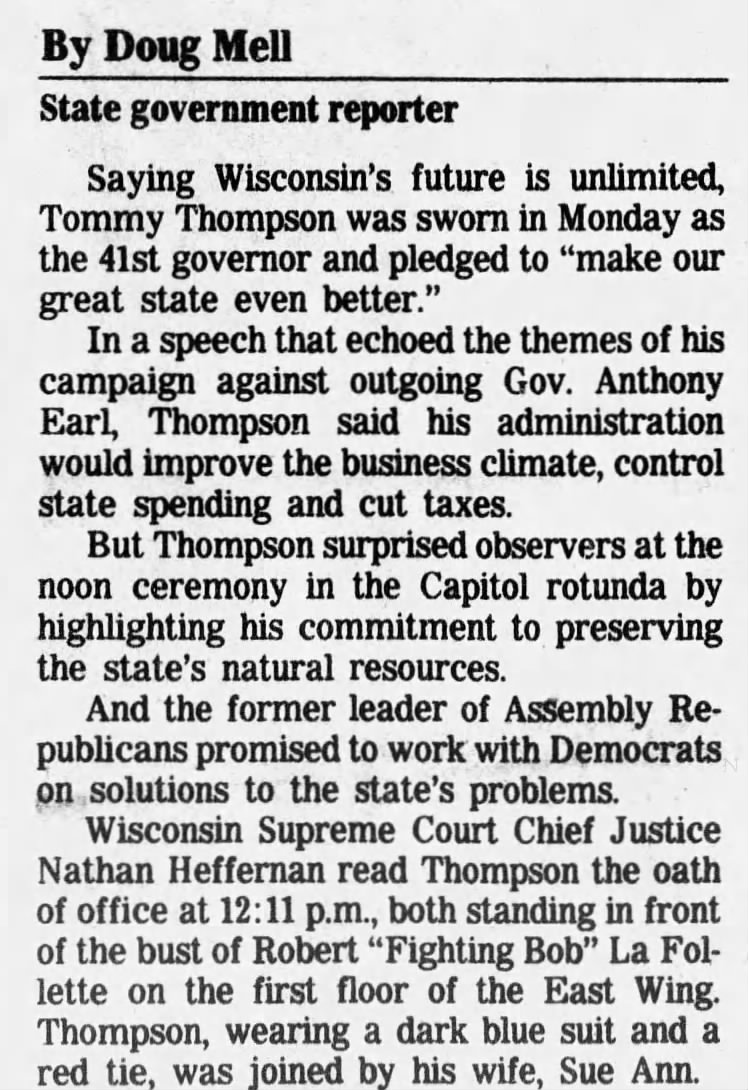 Thompson sworn in January 5