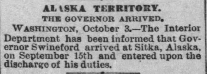 Alaska Territory - The Governor Arrived