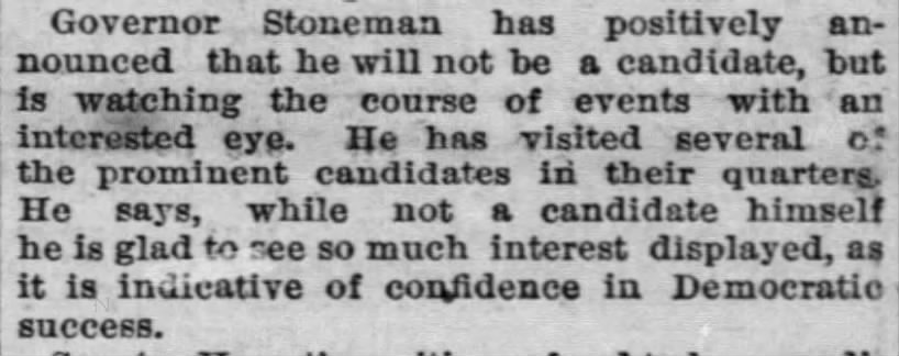 Stoneman announces not a candidate