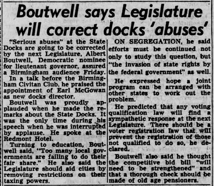 Boutwell Says Legislature Will Correct Docks 'Abuses'