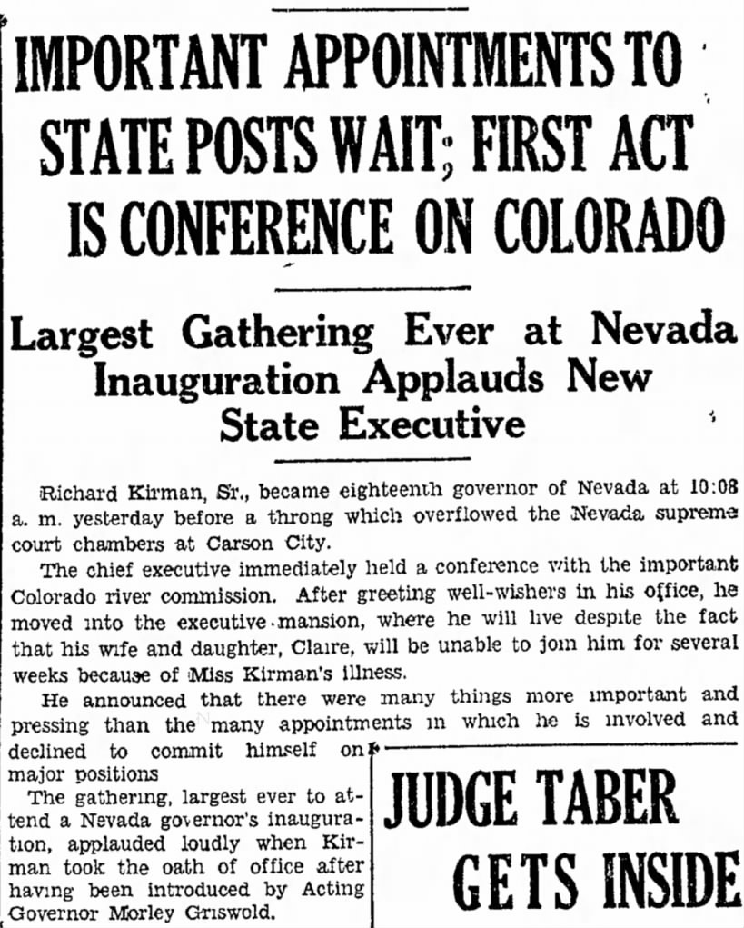 Richard Kirman Becomes 18th Nevada Governor
