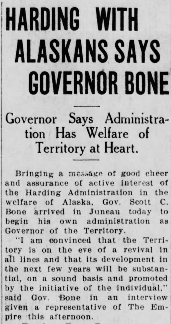 Harding with Alaskans Says Governor Bone