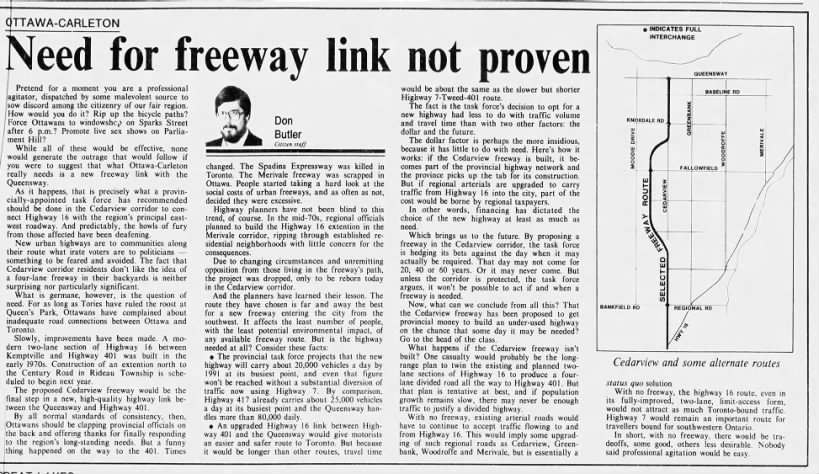 Need for freeway link not proven
