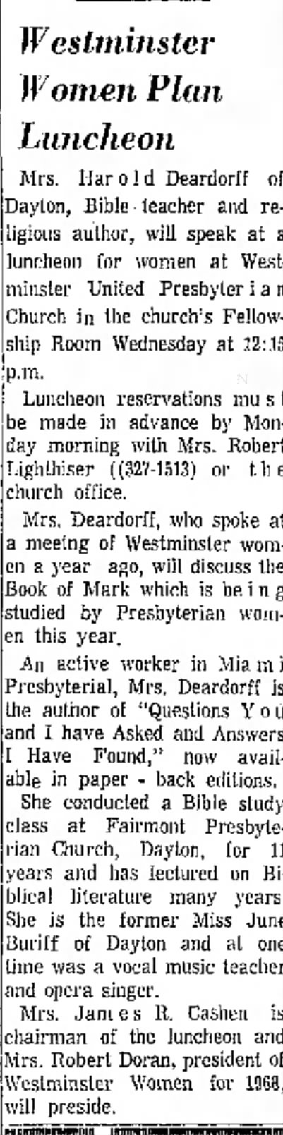 Deardorff - June Buriff Xenia Daily Gazette (Xenia, Ohio) 8 March 1968 p 2