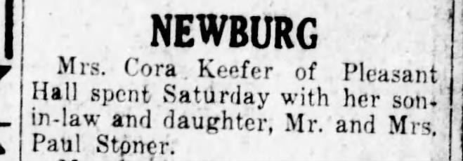 Cora McCulloh Keefer - Lived in Pleasant Hall in 1946