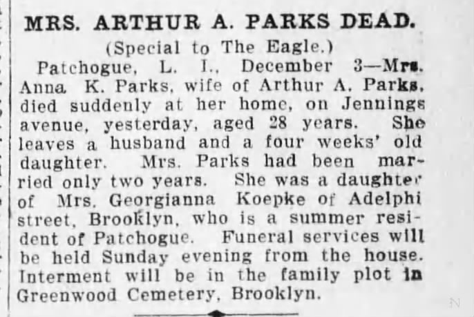 Anna Koepke Parks death