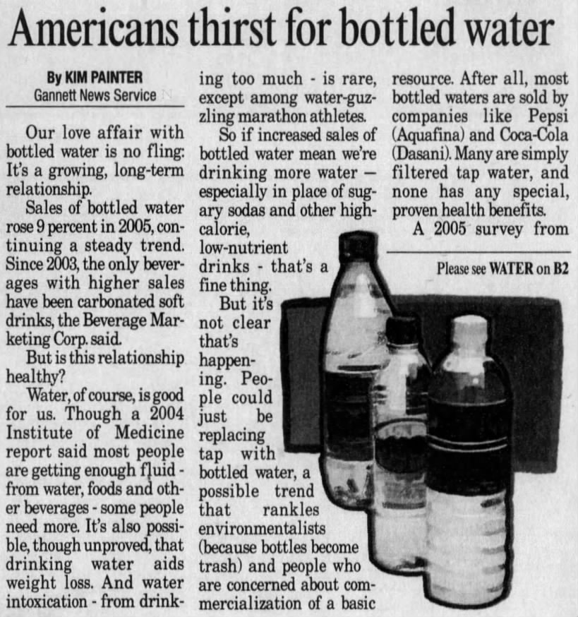 Americans thirst for bottled water. (Next in description)