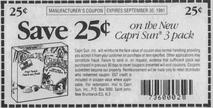 Save 25¢ on the New Capri Sun® 3 pack