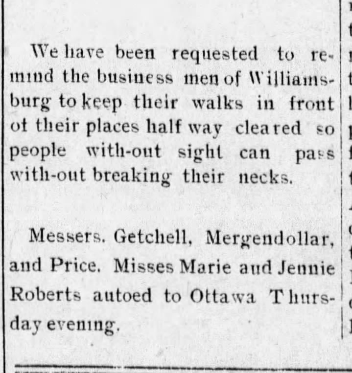 Roberts, Misses Marie and Jennie.  13 Aug 1909