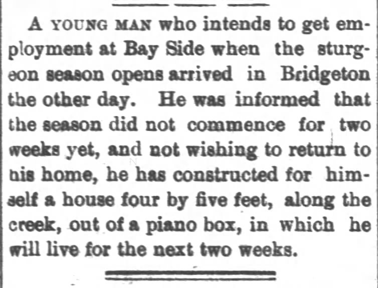 BEN Mar. 14, 1898 Sturgeon Season/ Living in a piano box