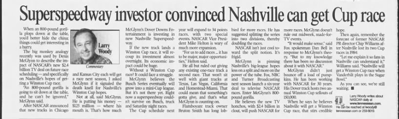 Superspeedway investor convinced Nashville can get Cup race