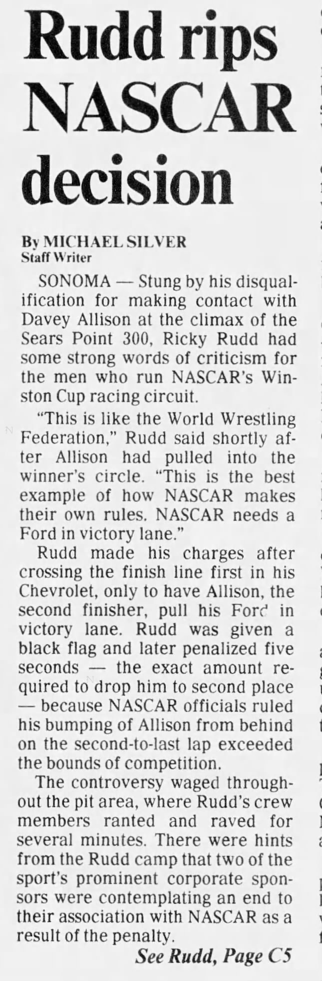 Rudd rips NASCAR decision (Part 1)