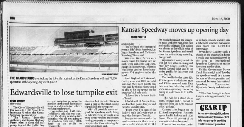 Kansas Speedway moves up starting date (Part 2)